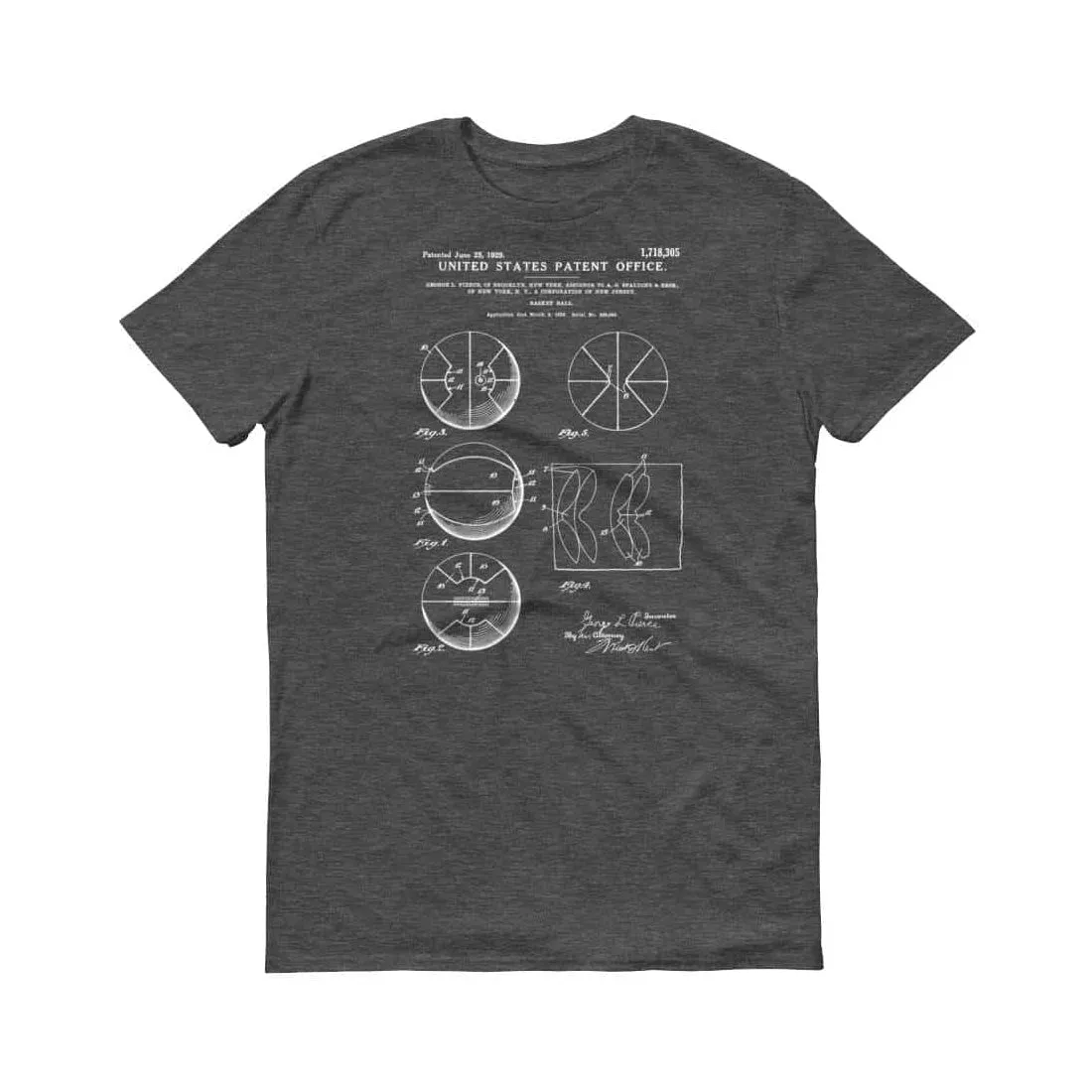 1929 Spalding Basket Ball Patent T-Shirt - Basketball t-shirt, Basketball Patent, Old patent t-shirt, Basketball Gift, Sport Patent T-Shirt