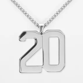 20 Number Pendant with Chain Kids Necklace - Stainless Steel