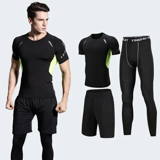 2019 Quick Dry Men's Running Sets 3/4/5pcs/sets Compression Sport Suits Basketball Tights Clothes Gym Fitness Jogging Sportswear
