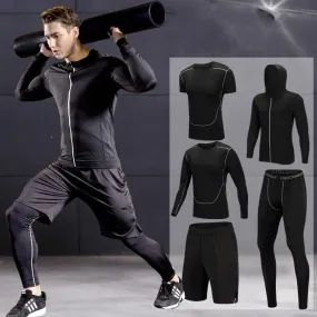 2019 Quick Dry Men's Running Sets 3/4/5pcs/sets Compression Sport Suits Basketball Tights Clothes Gym Fitness Jogging Sportswear
