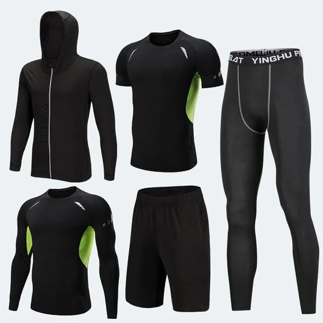 2019 Quick Dry Men's Running Sets 3/4/5pcs/sets Compression Sport Suits Basketball Tights Clothes Gym Fitness Jogging Sportswear