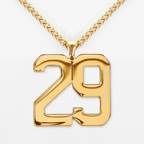 29 Number Pendant with Chain Kids Necklace - Gold Plated Stainless Steel