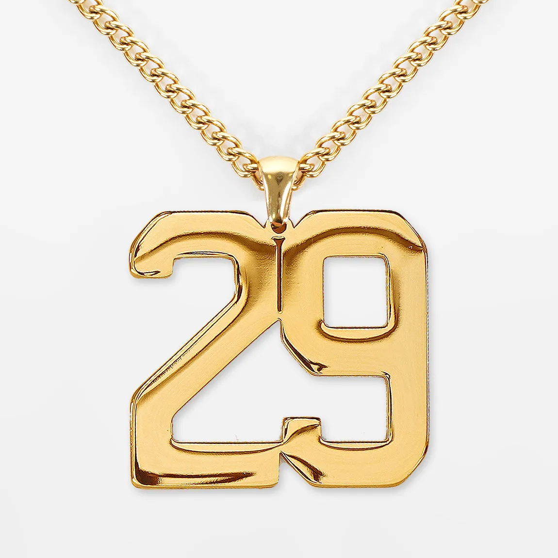 29 Number Pendant with Chain Kids Necklace - Gold Plated Stainless Steel
