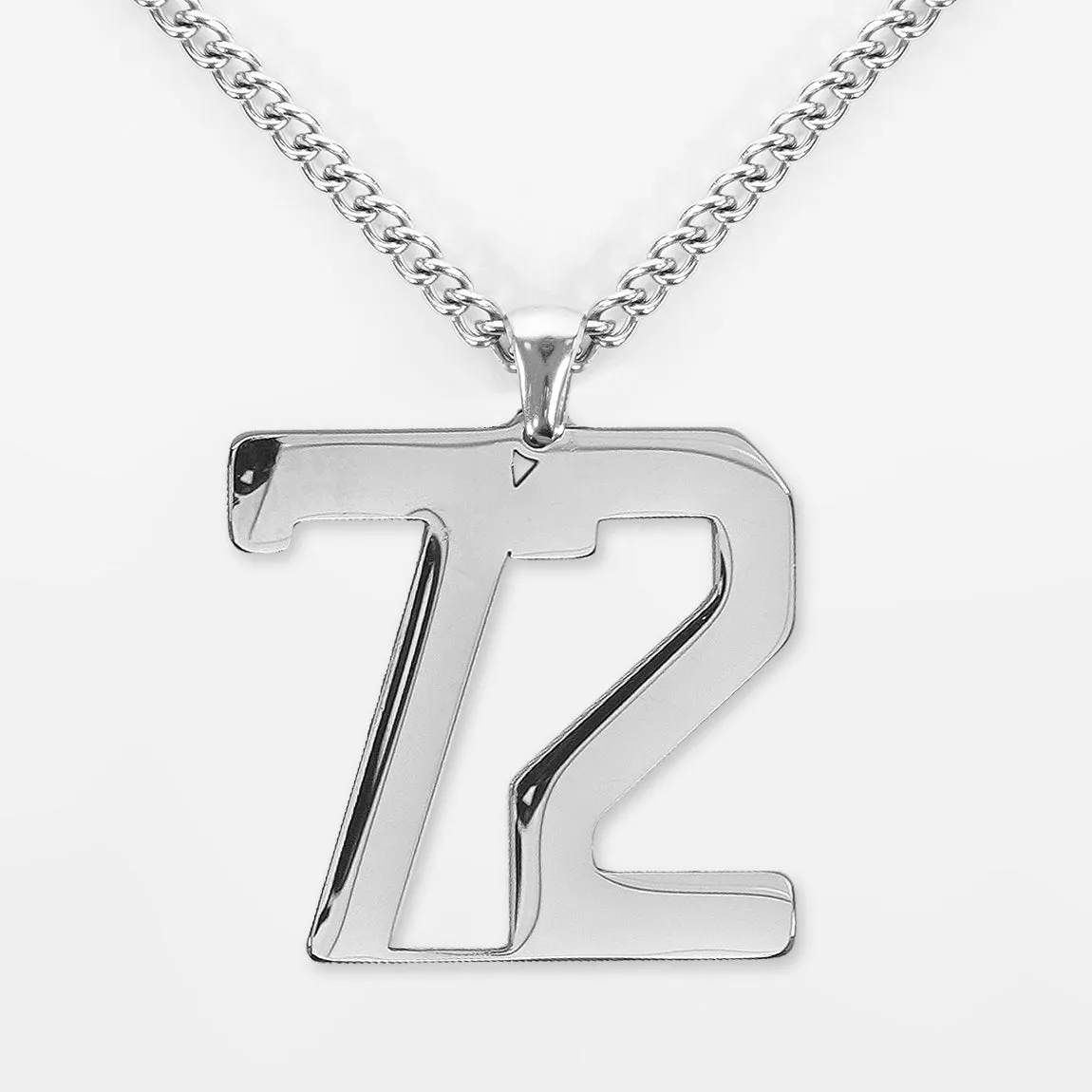 72 Number Pendant with Chain Kids Necklace - Stainless Steel