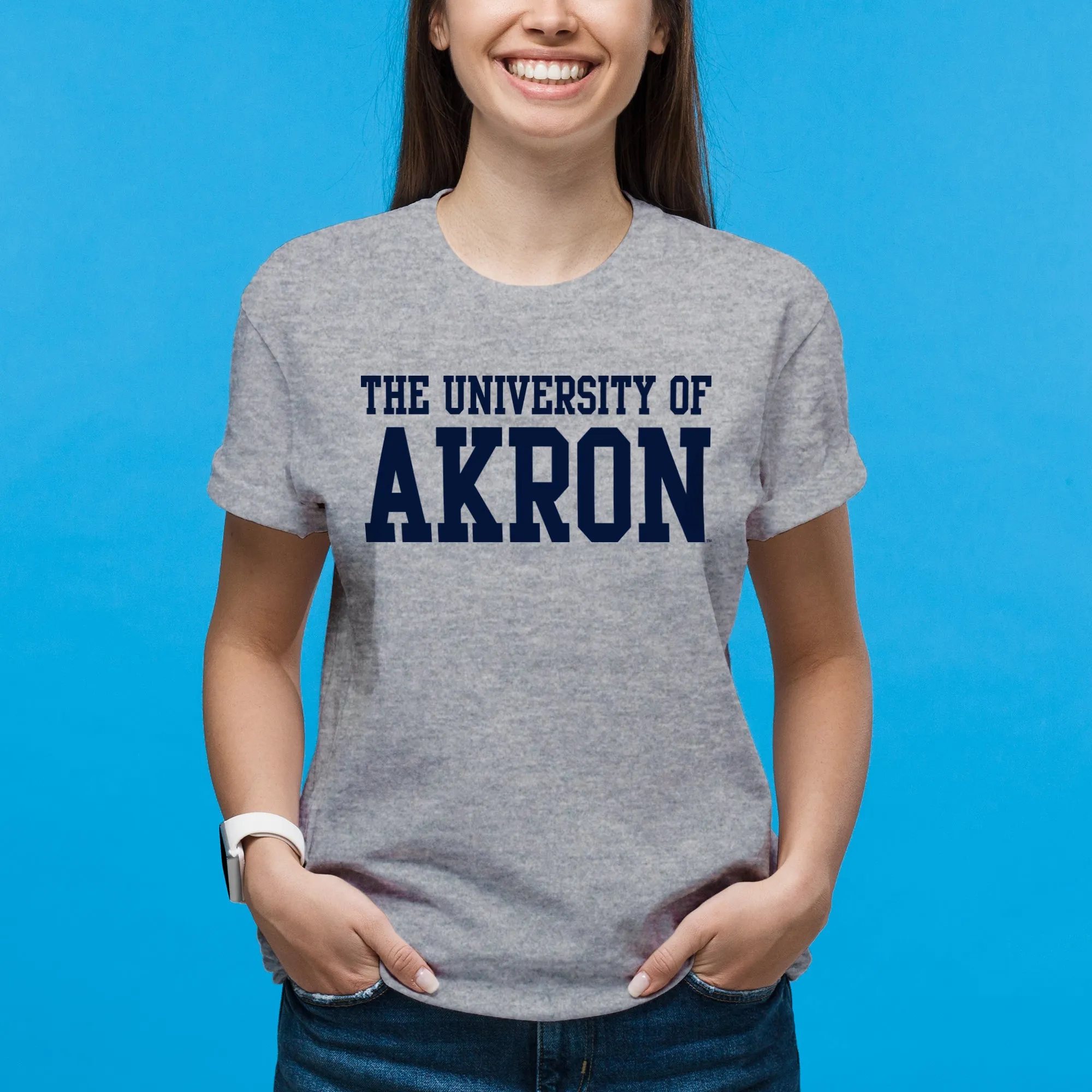 Akron Zips Basic Block T Shirt - Sport Grey