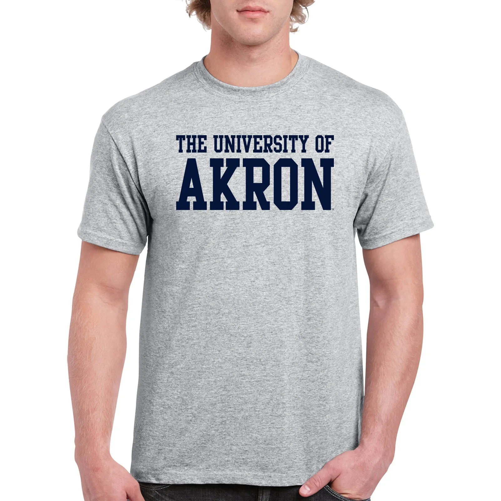 Akron Zips Basic Block T Shirt - Sport Grey