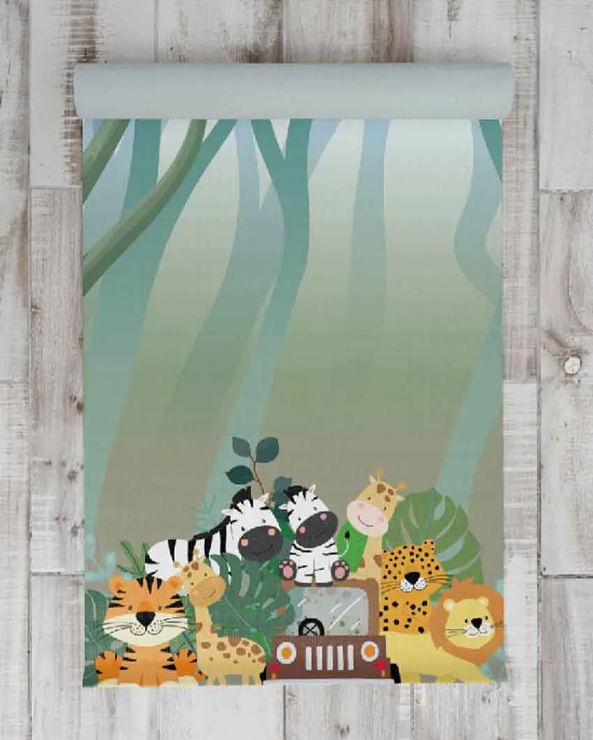 Animal Safari Kids Velvet Yoga Mat | 60 x 24 inches