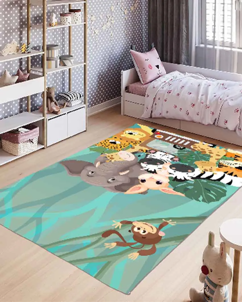 Animal Safari Kids Velvet Yoga Mat | 60 x 24 inches