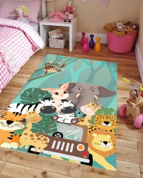 Animal Safari Kids Velvet Yoga Mat | 60 x 24 inches