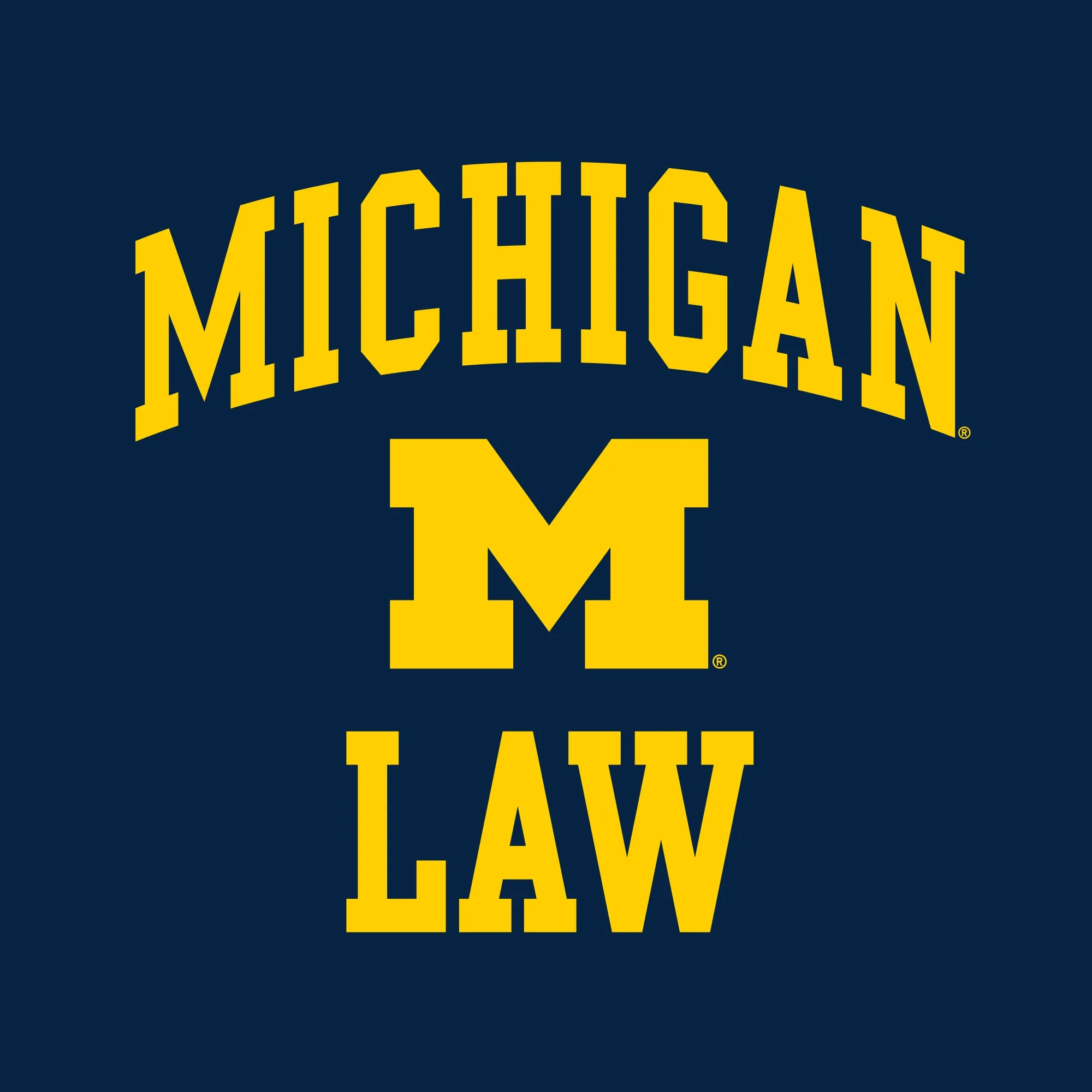 Arch Logo Law University of Michigan Basic Cotton Short Sleeve T-Shirt - Navy