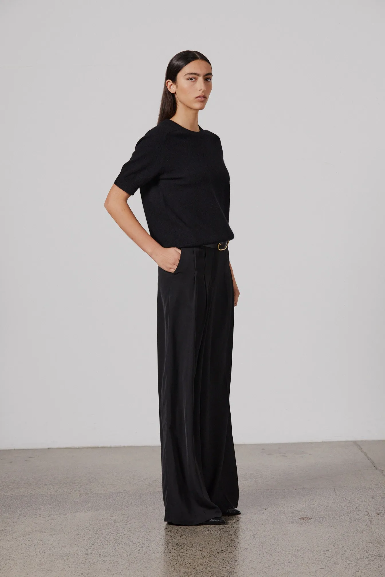Ava Wide Leg Pant - Black