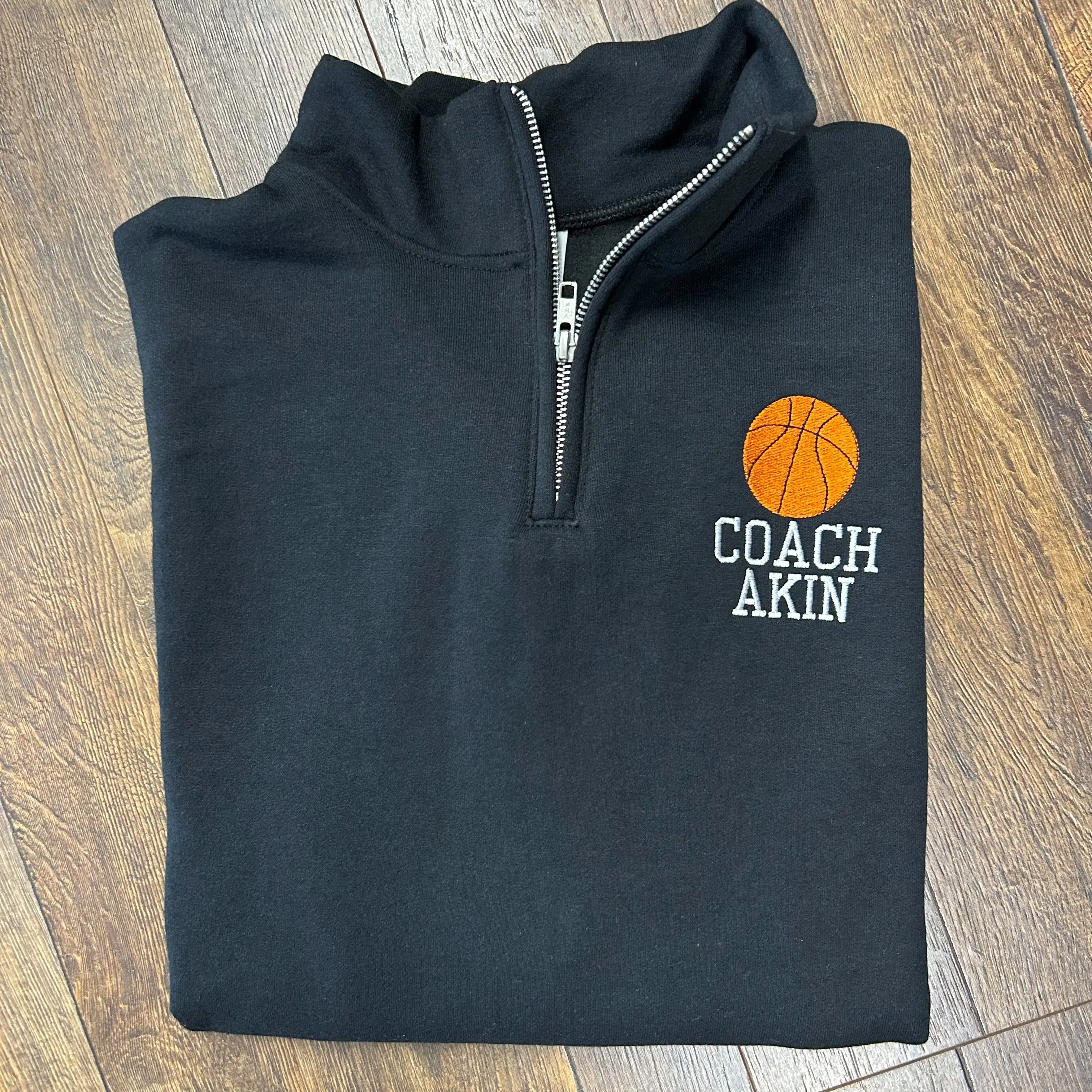 Basketball Coach Personalized Quarter Zip Sweatshirt