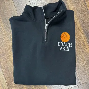 Basketball Coach Personalized Quarter Zip Sweatshirt