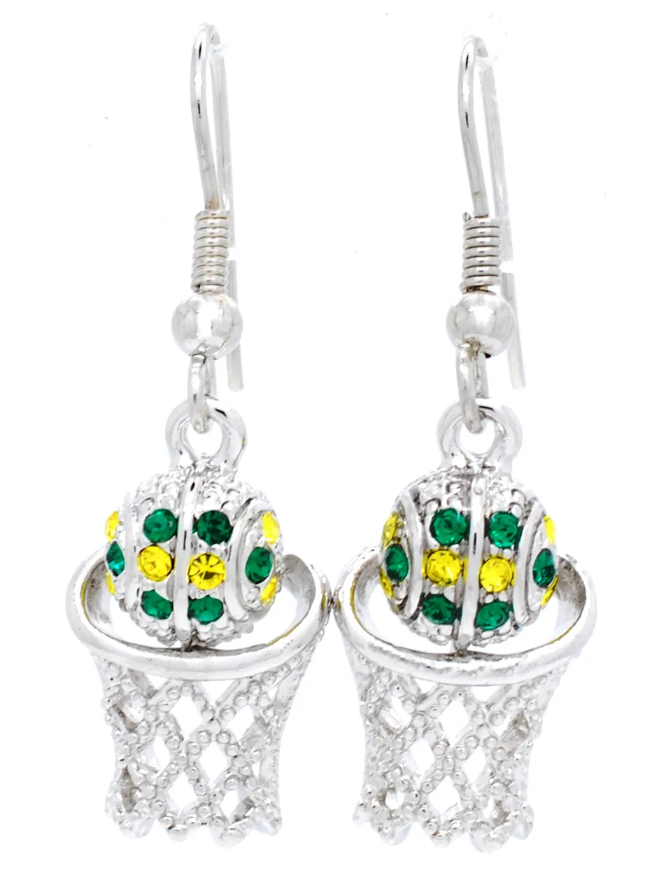 Basketball Hoop DANGLE Earrings - Two Tone