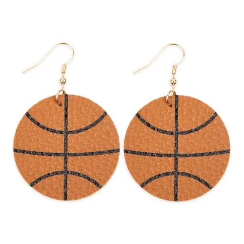 Basketball Leather Drop Earrings