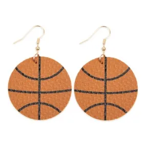 Basketball Leather Drop Earrings