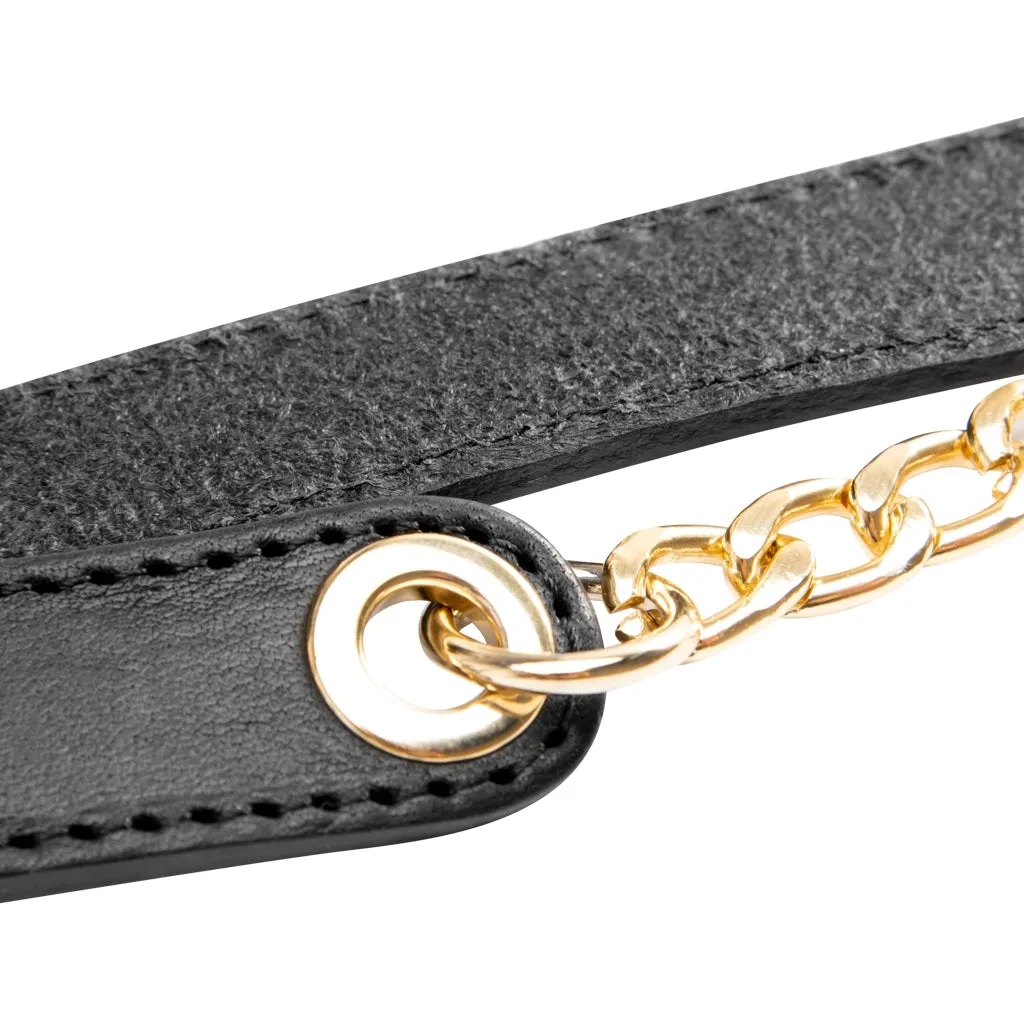 Beautiful leather belt with chain detail / 14930 - Black (Nero)