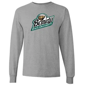 Bemidji State Beavers Primary Logo Long Sleeve T Shirt - Sport Grey
