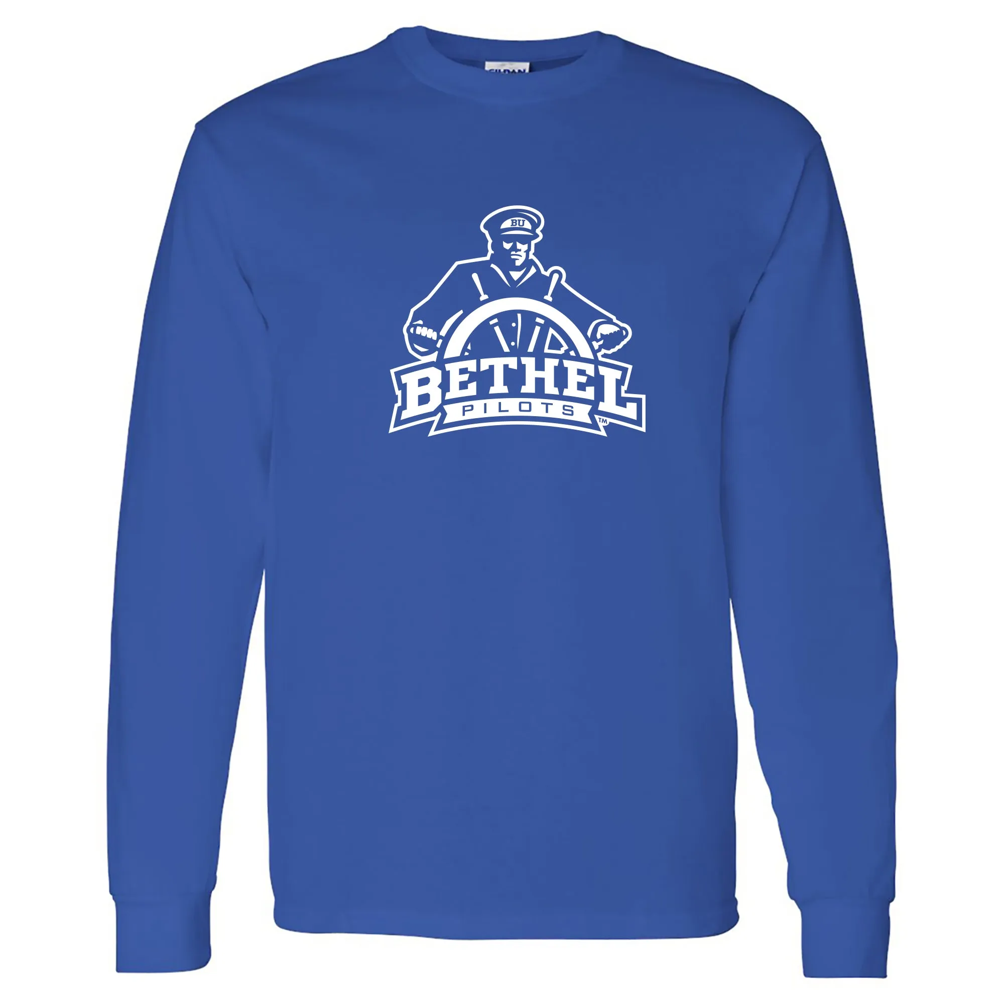 Bethel University Pilots Primary Logo Long Sleeve T Shirt - Royal