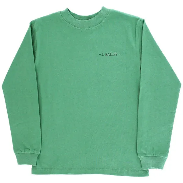 Boys Long Sleeve Logo Tee - Dog in Boat on Green