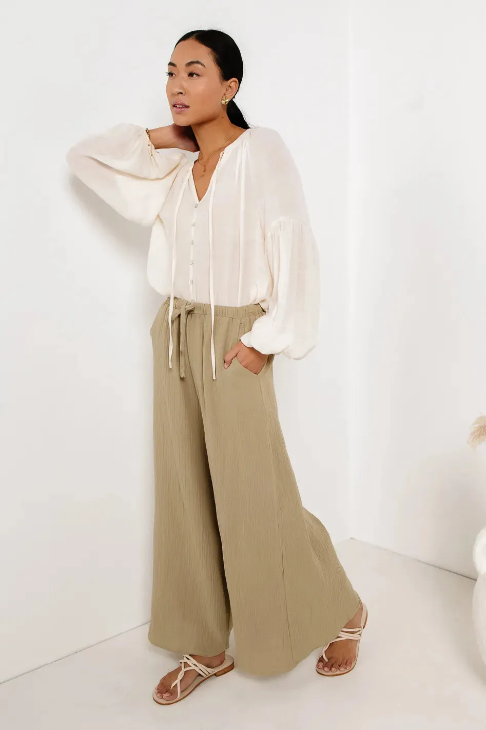 Brandi Wide Leg Pants in Olive - FINAL SALE