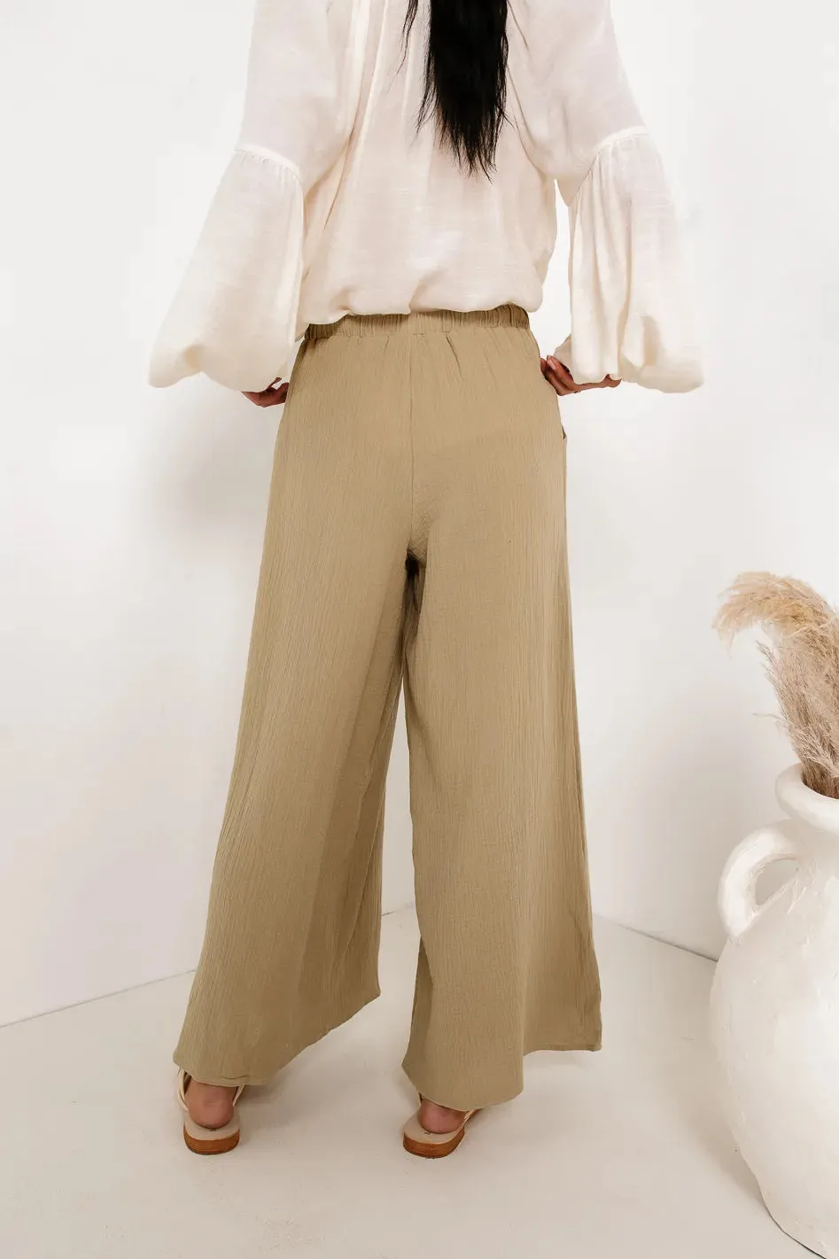 Brandi Wide Leg Pants in Olive - FINAL SALE