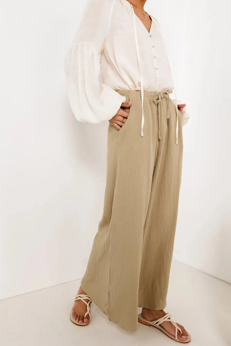 Brandi Wide Leg Pants in Olive - FINAL SALE