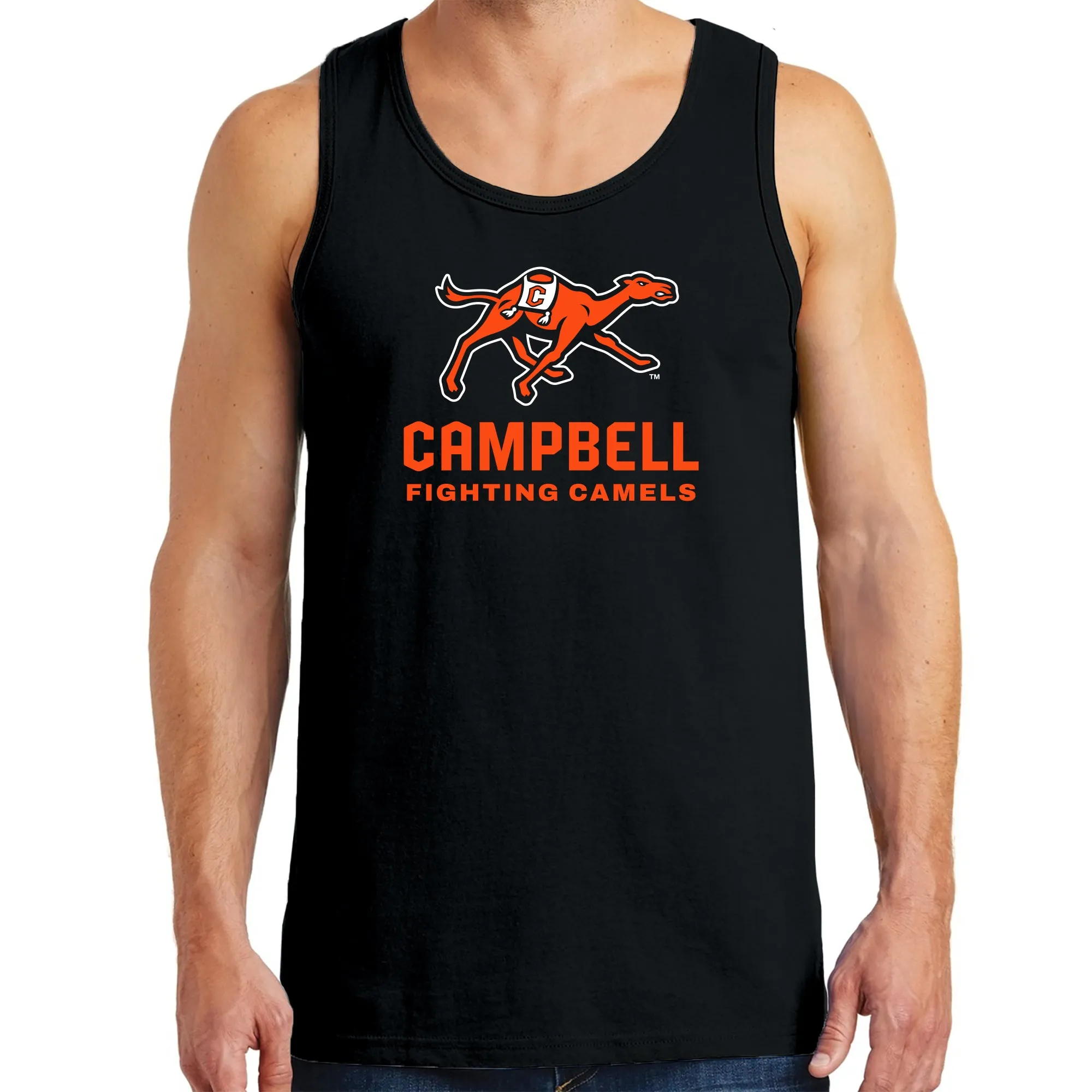Campbell University Fighting Camels Primary Logo Heavy Cotton Tank Top - Black