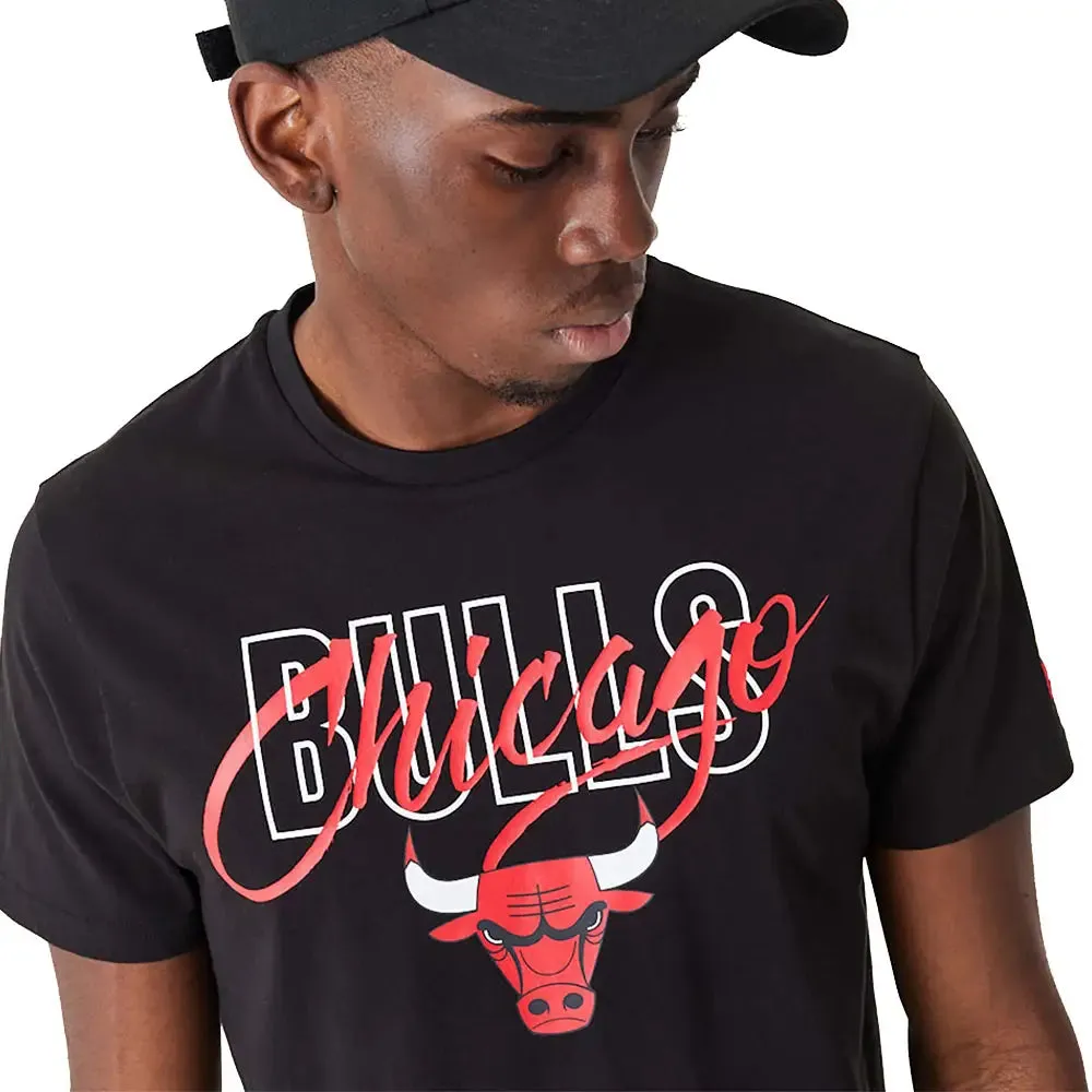 Chicago Bulls Nba Script Black T-Shirt