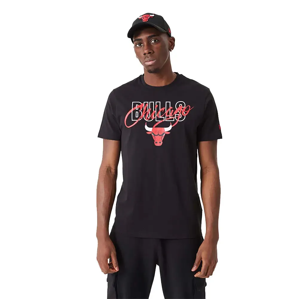 Chicago Bulls Nba Script Black T-Shirt