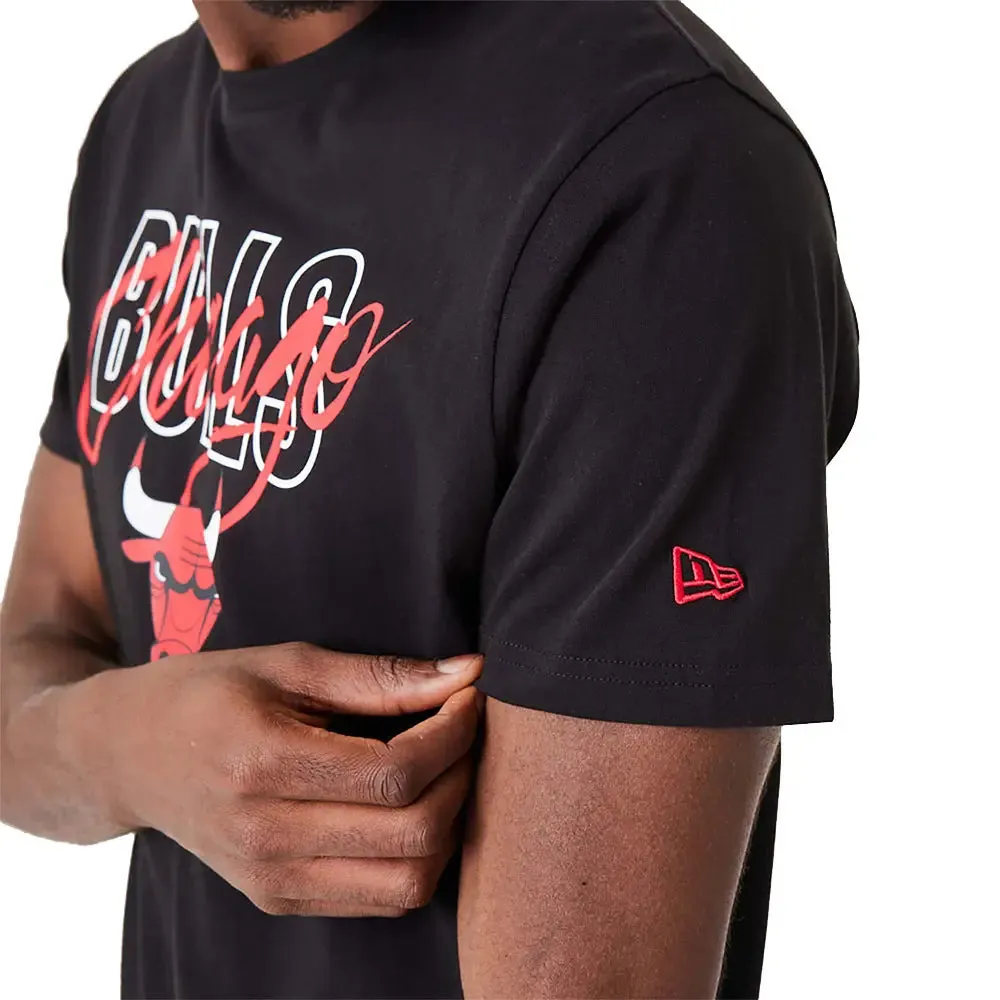Chicago Bulls Nba Script Black T-Shirt