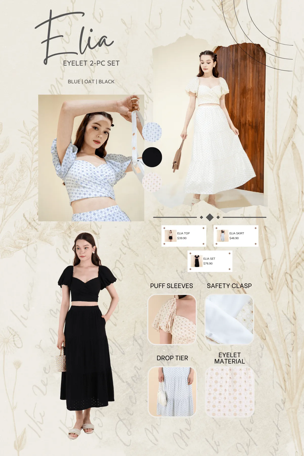ELIA EYELET PUFF SLEEVE TOP IN OAT