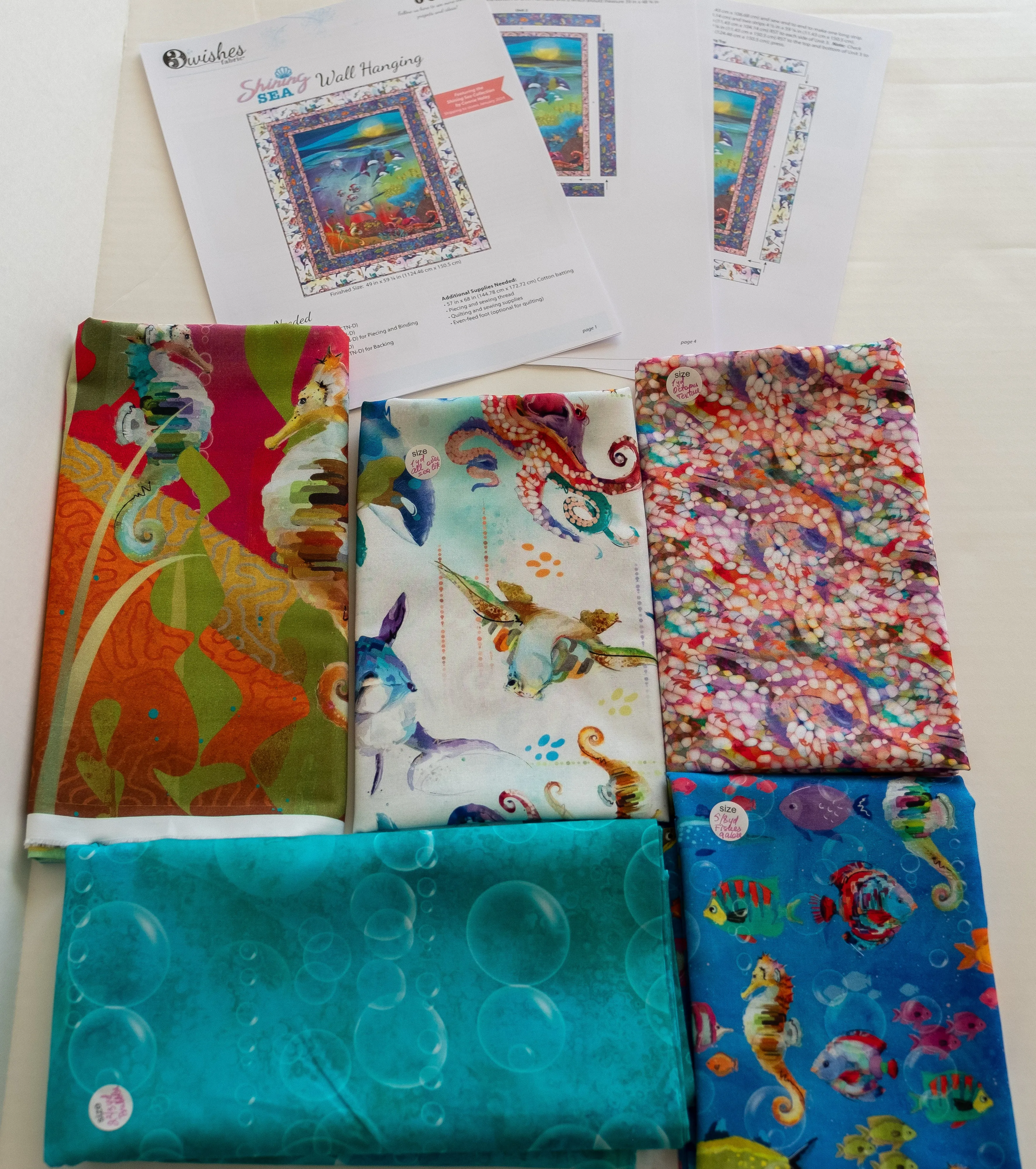 Fabric kit for SHINING SEA Wall Hanging from Shining Sea Collection by Connie Haley from 3 Wishes