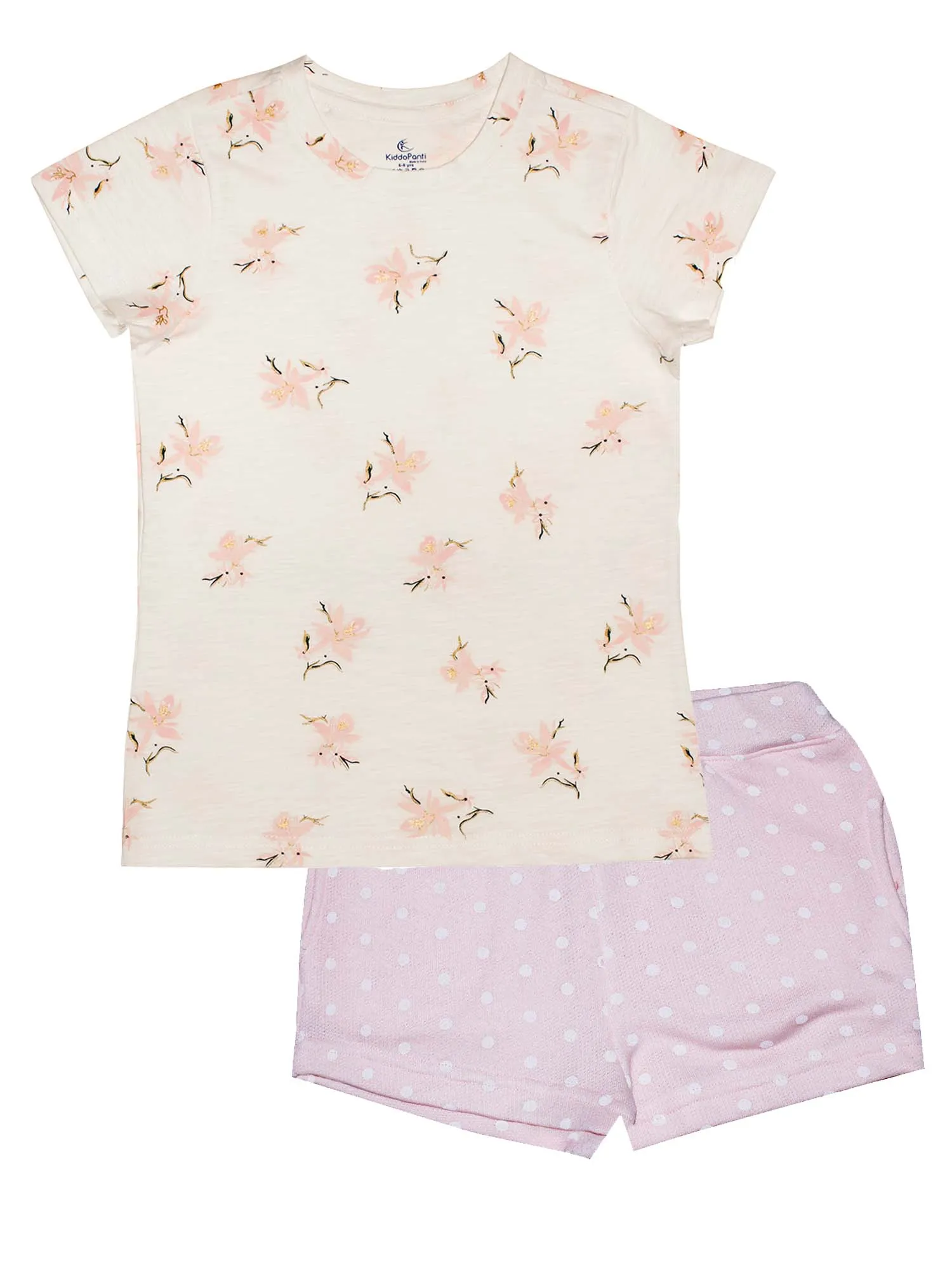 Girls Half Sleeve Tee & Hot Shorts with Back pocket Set