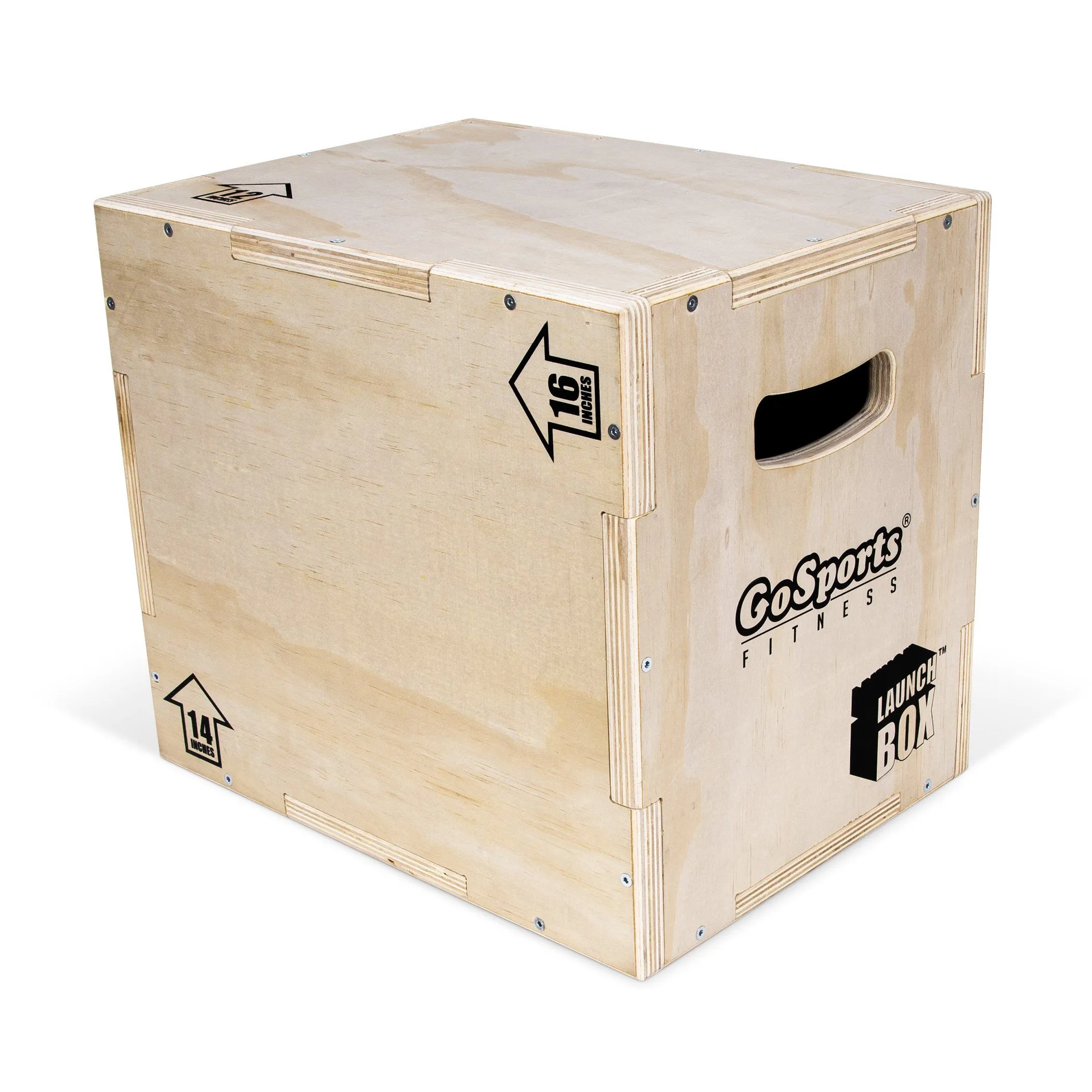GoSports Fitness Launch Box 3-in-1 Adjustable Height Wood Plyo Jump Box for Exercises of All Skill Levels - Small