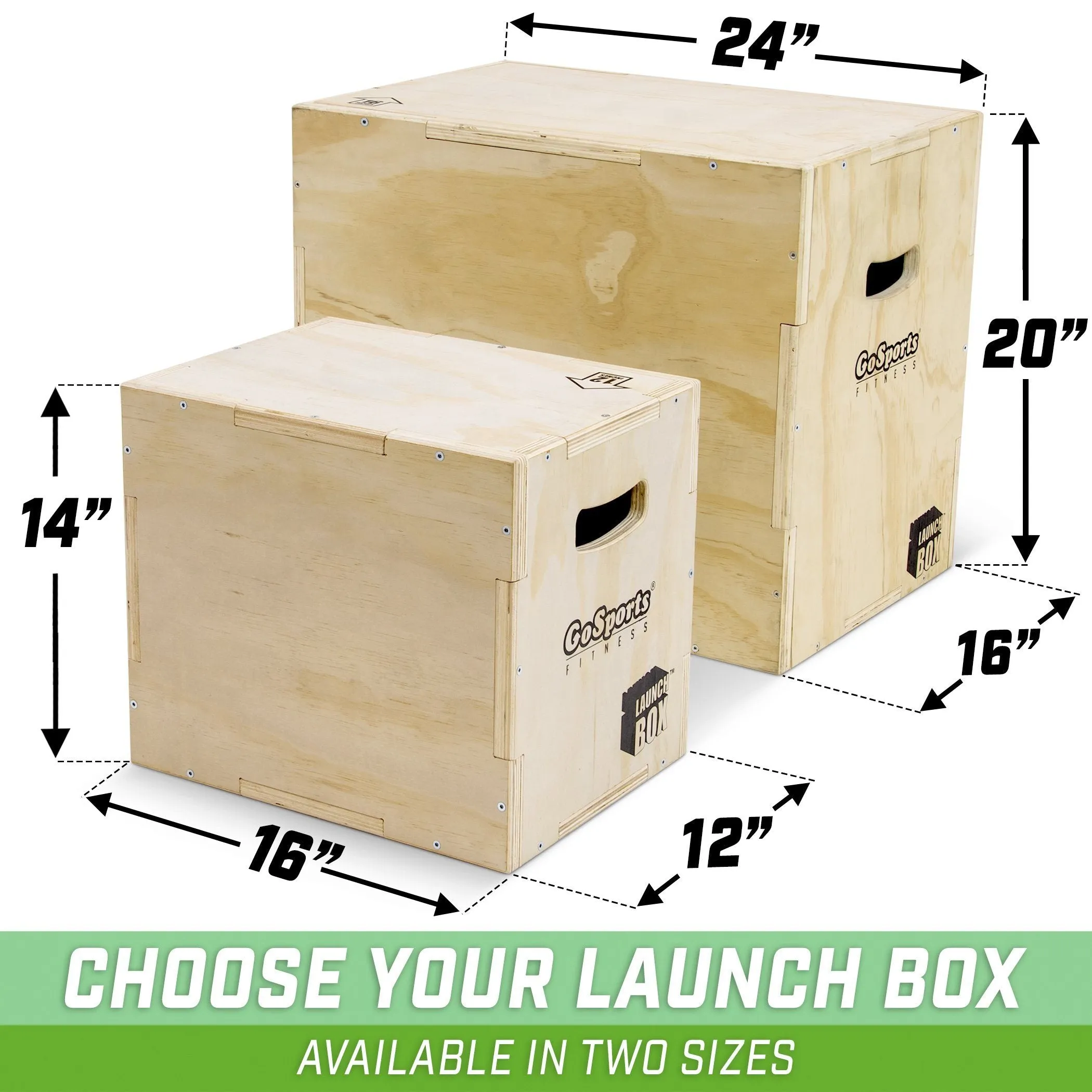 GoSports Fitness Launch Box 3-in-1 Adjustable Height Wood Plyo Jump Box for Exercises of All Skill Levels - Small