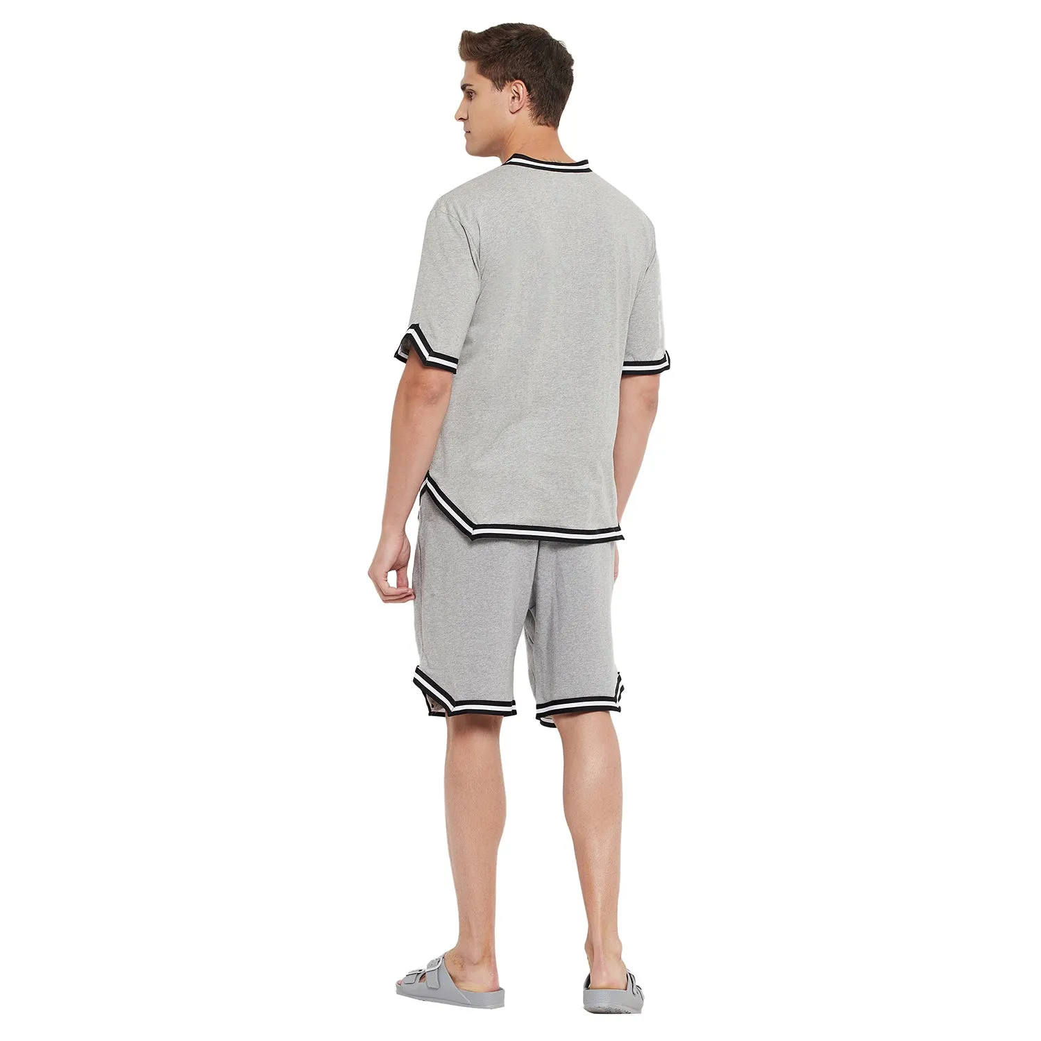 Grey Oversized Varsity Basketball Tshirt & Shorts Clothing Set