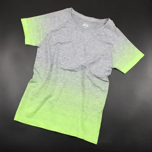 Gym Women's Sport Shirts Quick Dry Running T-shirt Sleeve Fitness Clothes Tees & Tops Deporte Mujer P096