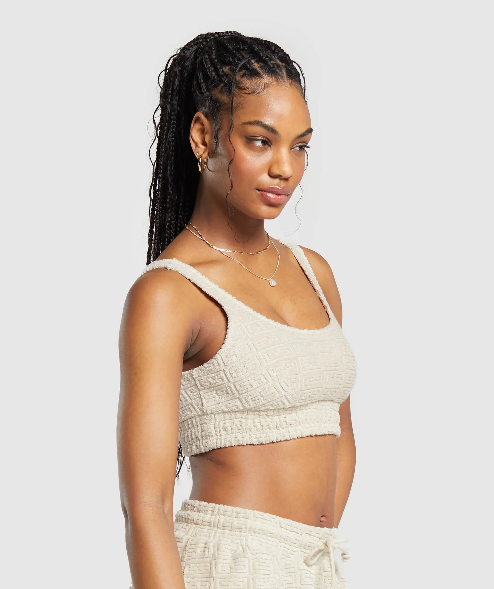 Gymshark Monogram Towelling Bralette - Pebble Grey