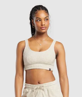 Gymshark Monogram Towelling Bralette - Pebble Grey