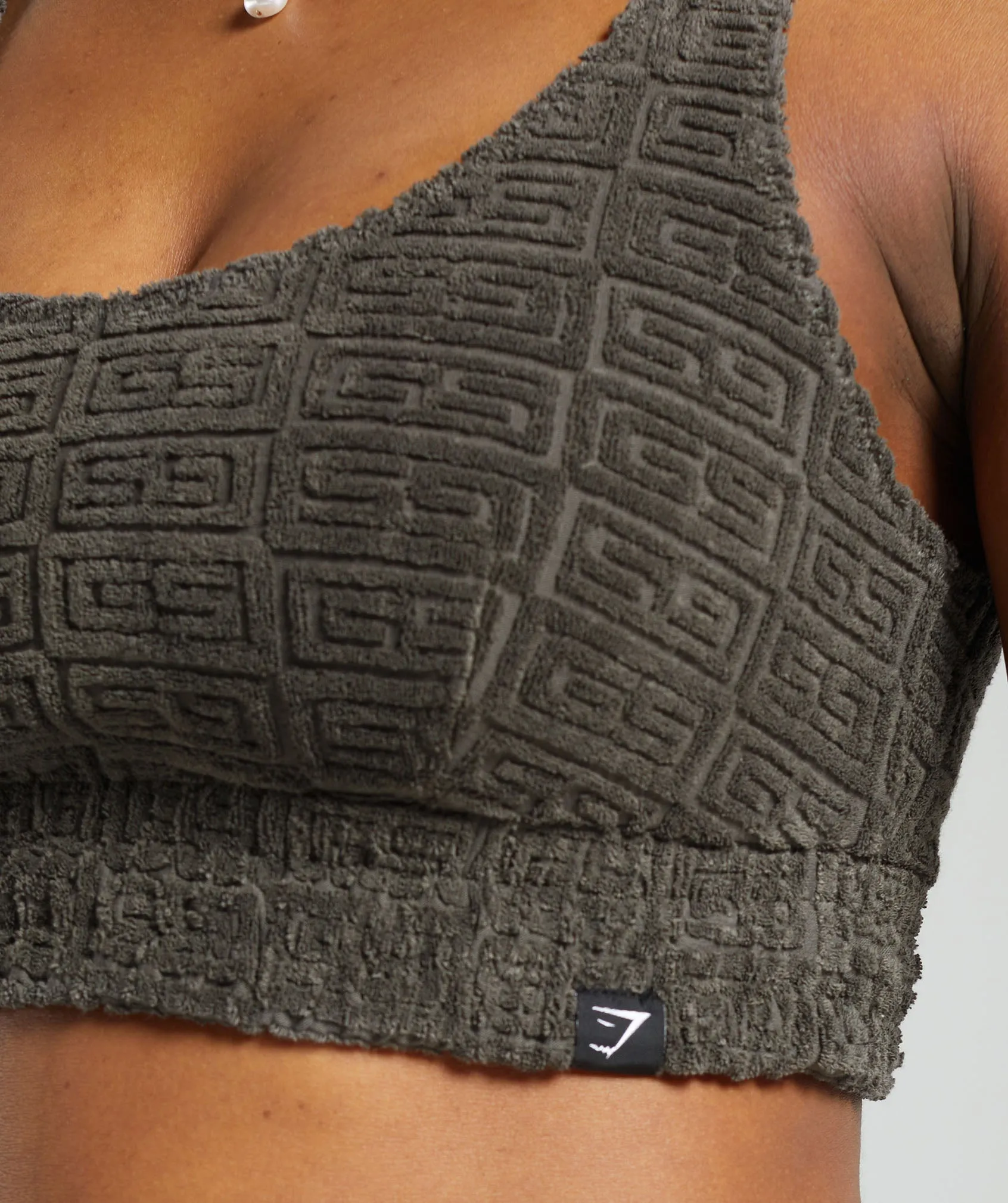 Gymshark Monogram Towelling Bralette - Strength Green