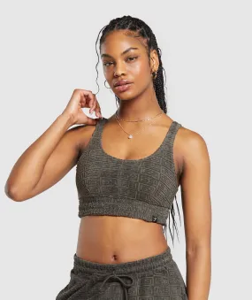 Gymshark Monogram Towelling Bralette - Strength Green