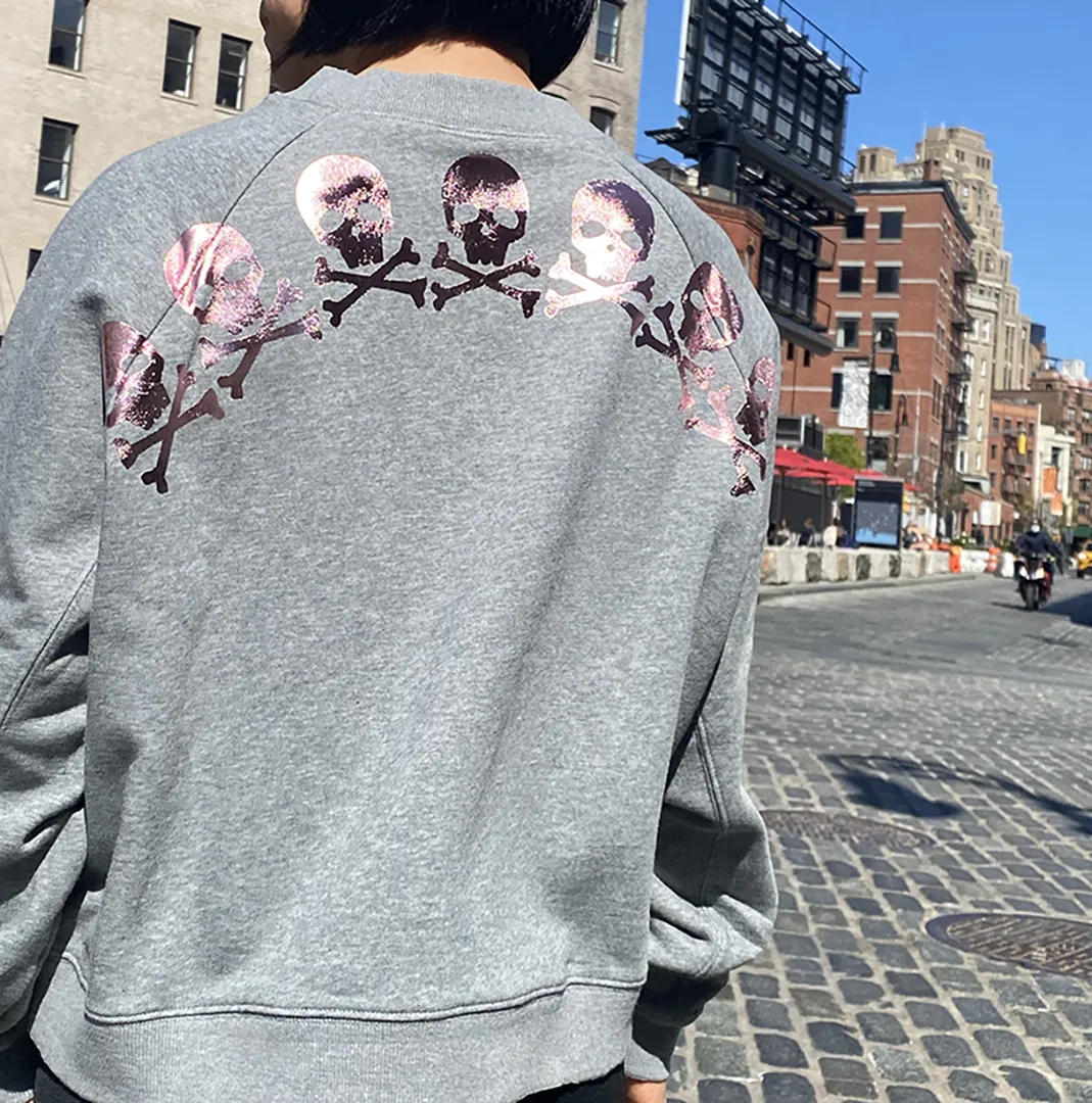 Jack Chic Grey Sweatshirt - Rose gold Foil Skulls