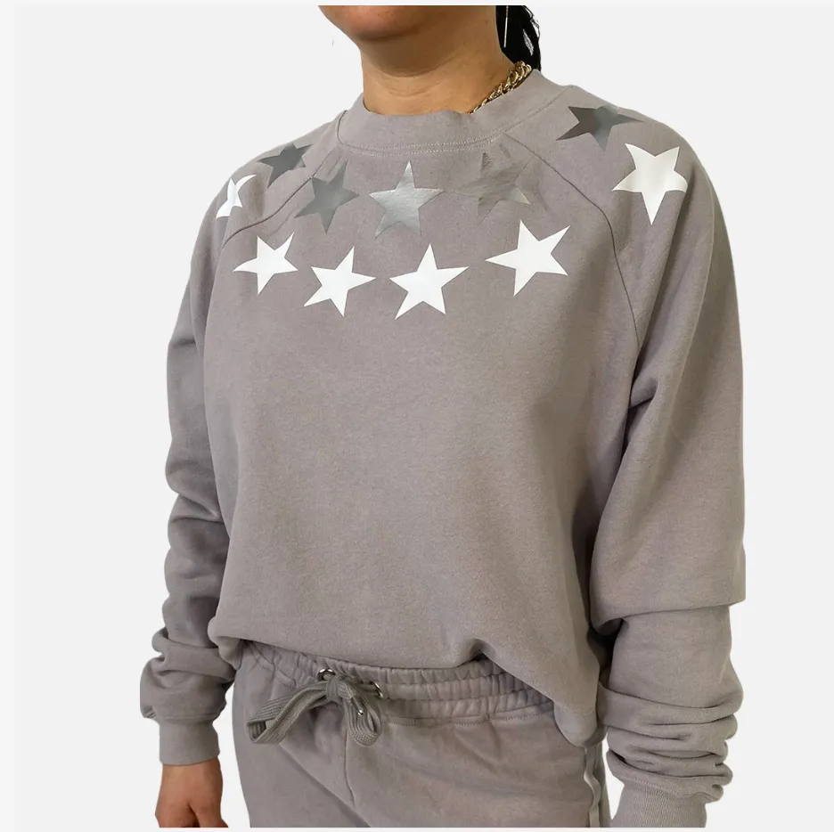 Jack Chic Putty Sweatshirt - Silver & White Star Neckline