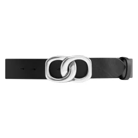 Jeans leatherbelt with nice buckle / 14908 - Silver