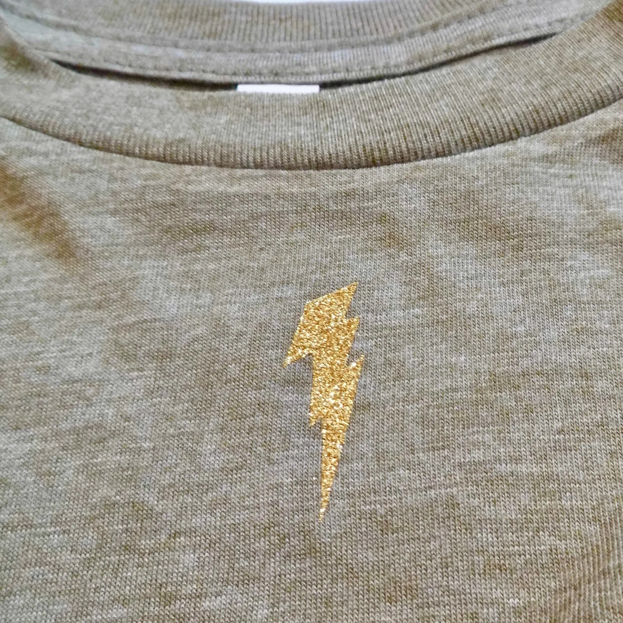 Khaki Tank with Gold Lightning Bolt Detail