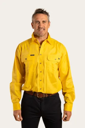 King River Mens Full Button Work Shirt - Lemon