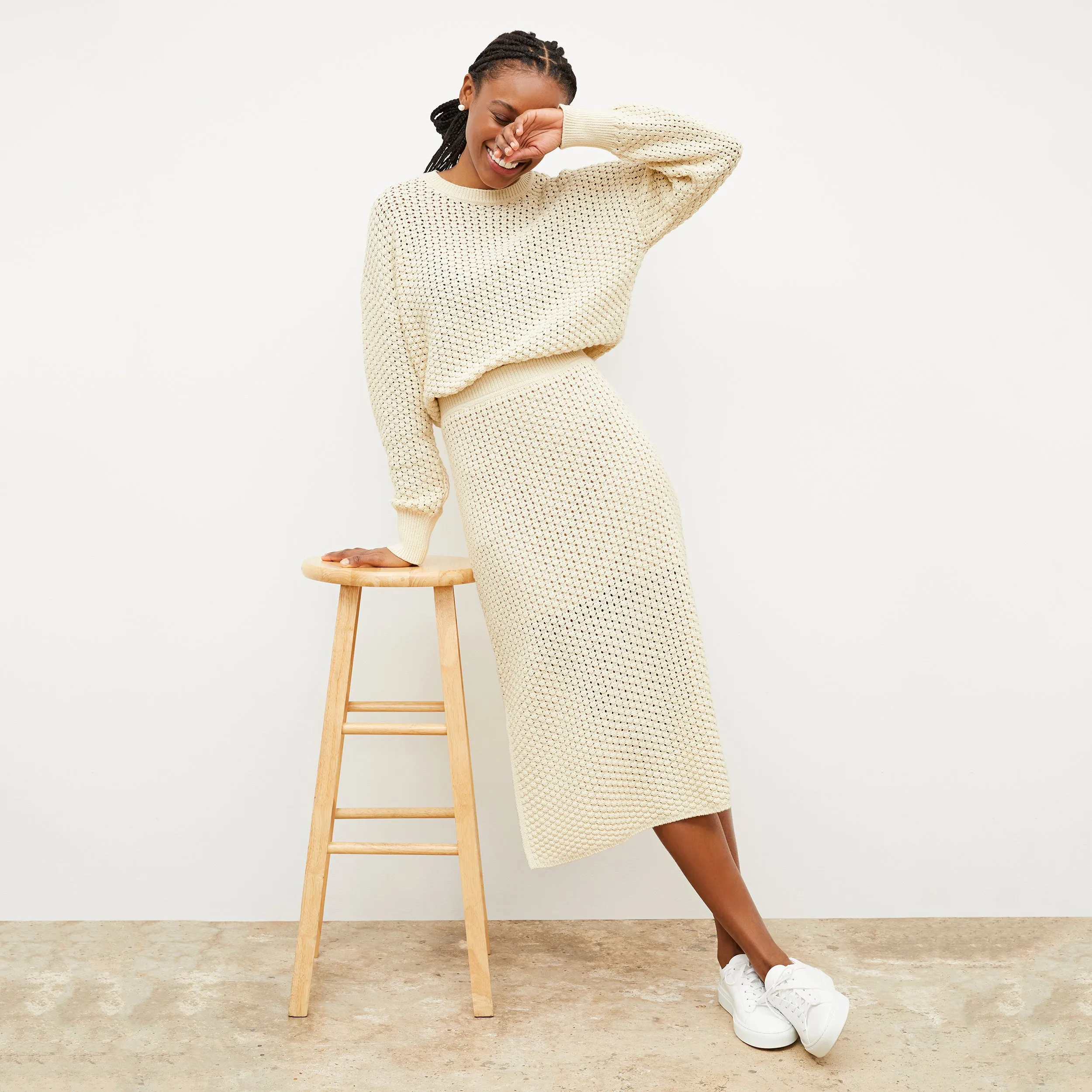 Liam Sweater - Popcorn Knit :: Coconut