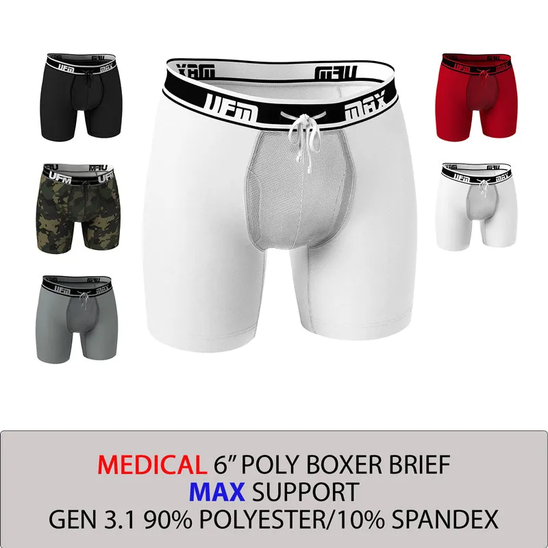 MAX Support 6 inch Boxer Briefs Polyester Gen 3.1 Black, Camo, Gray, Red & White