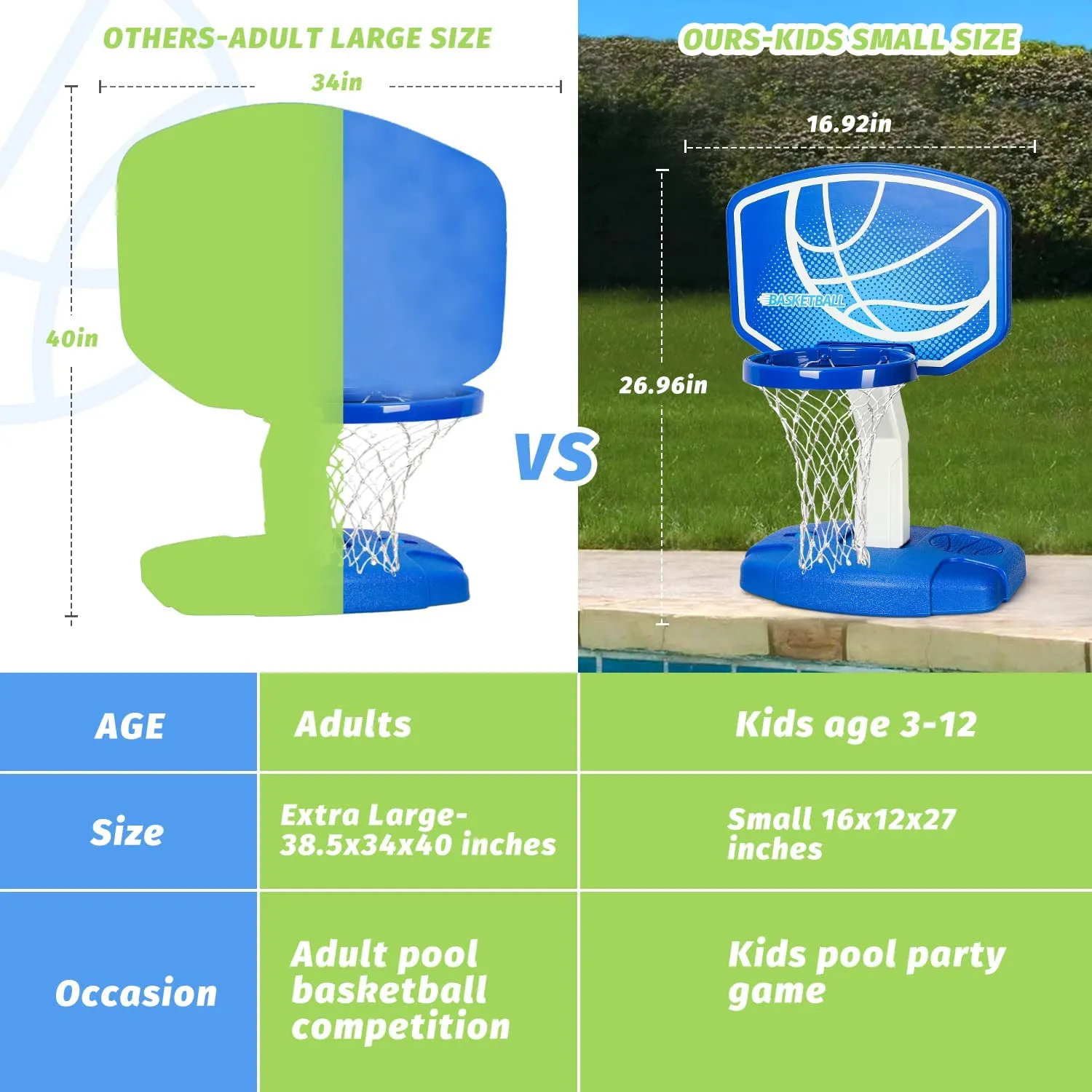 Mini Pool Basketball Hoop for Kids